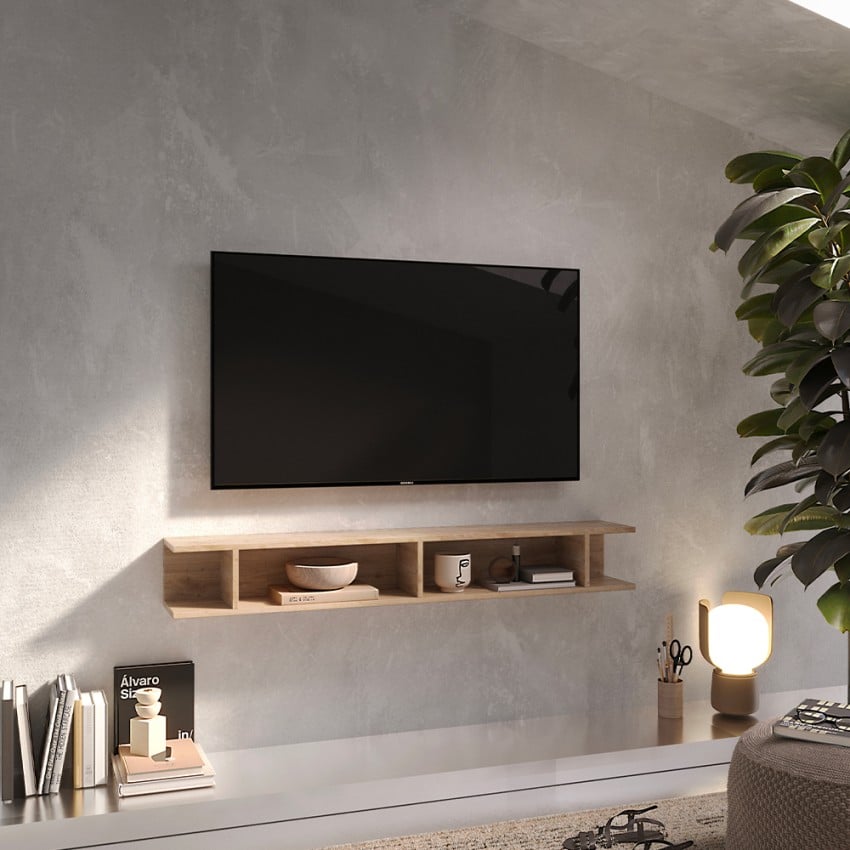 Moderne houten wandplank Infinity 50 voor hal, tv-meubel Aanbieding