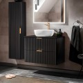 Hangende zwarte badkamerkast met laden en wastafel 80x46 cm Adel Black Aanbieding