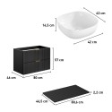 Hangende zwarte badkamerkast met laden en wastafel 80x46 cm Adel Black Catalogus