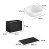 Hangende zwarte badkamerkast met laden en wastafel 80x46 cm Adel Black Catalogus