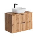 Hangend houten badkamermeubel met laden en wastafel Adel Wood Verkoop