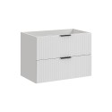 Hangend wit en houten badkamermeubel met wastafel en lades Adel Bianco Aanbod