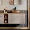 Hangend houten badkamermeubel met beige wastafel en grijze lades Coast 80N Verkoop