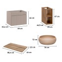 Hangend houten badkamermeubel met beige wastafel en grijze lades Coast 80N Voorraad