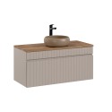 Hangend badkamermeubel 100x46 cm met beige ronde wastafel Coast 100 Verkoop