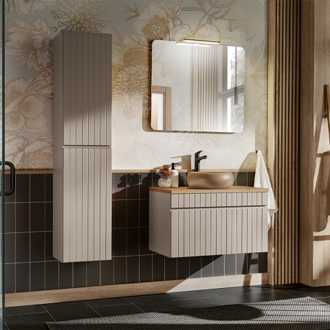 Mobiele badkamer met hangende wastafel, vrijstaande wastafel, spiegel en zuil Coast 15 SA. Aanbieding