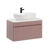 Hangend roze badkamermeubel 80x46 cm met witte opzetwastafel Lili 80 Verkoop