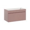 Hangend roze badkamermeubel 80x46 cm met witte opzetwastafel Lili 80 Aanbod