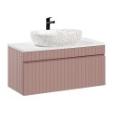 Hangend roze badkamermeubel met witte wasbak 100x45,6x46 cm Lili 100 Aanbieding