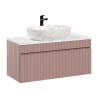 Hangend roze badkamermeubel met witte wasbak 100x45,6x46 cm Lili 100 Aanbieding