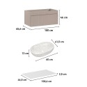 Hangend roze badkamermeubel met witte wasbak 100x45,6x46 cm Lili 100 Catalogus