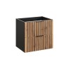 Hangend zwart en houten badkamermeubel met witte wasbak Xilo Verkoop