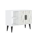 Moderne witte schoenenkast met deuren en open vakken 90x35x70 cm Arizona Kortingen