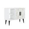 Moderne witte schoenenkast met deuren en open vakken 90x35x70 cm Arizona Kortingen