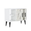 Moderne witte schoenenkast met deuren en open vakken 90x35x70 cm Arizona Voorraad