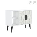 Moderne witte schoenenkast met deuren en open vakken 90x35x70 cm Arizona Aanbieding