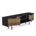 Modern design zwart en houten tv-meubel met 2 deuren en open vakken 160x35x52 cm Colosseo Korting