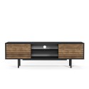 Modern design zwart en houten tv-meubel met 2 deuren en open vakken 160x35x52 cm Colosseo Aanbod