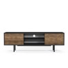 Modern design zwart en houten tv-meubel met 2 deuren en open vakken 160x35x52 cm Colosseo Aanbod