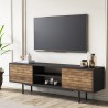 Modern design zwart en houten tv-meubel met 2 deuren en open vakken 160x35x52 cm Colosseo Catalogus