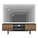 Modern design zwart en houten tv-meubel met 2 deuren en open vakken 160x35x52 cm Colosseo Voorraad