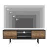 Modern design zwart en houten tv-meubel met 2 deuren en open vakken 160x35x52 cm Colosseo Voorraad