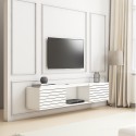 Hangend tv-meubel in moderne minimalistische stijl in zwart en wit hout Elano Korting