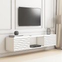 Hangend tv-meubel in moderne minimalistische stijl in zwart en wit hout Elano 