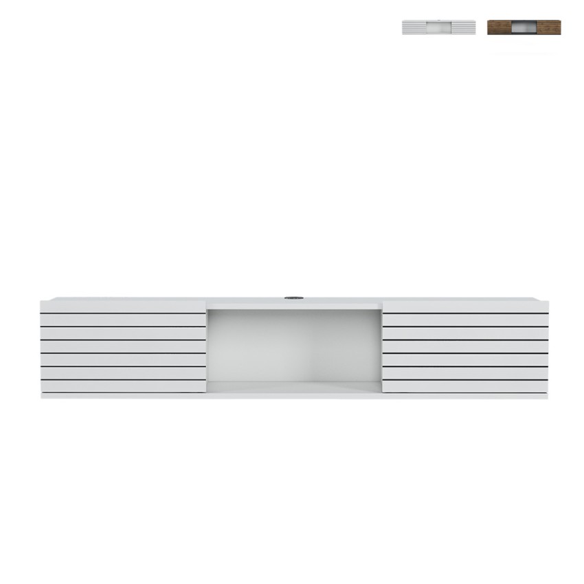 Hangend tv-meubel in moderne minimalistische stijl in zwart en wit hout Elano Verkoop