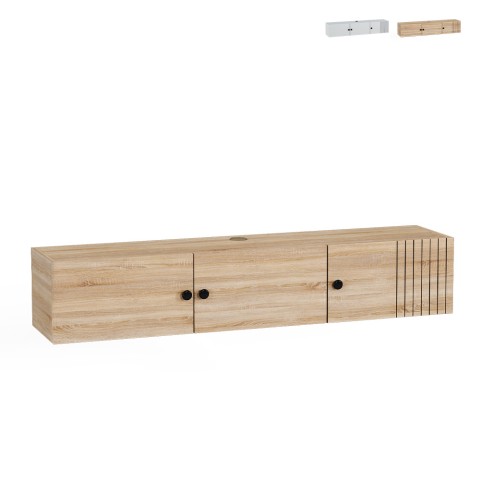 Hangend wit of houten tv-meubel in modern design 150x32x28 cm Leo Aanbieding