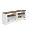 Klassiek wit en houten tv-meubel met 2 deuren  145x35x56 cm Grado Aanbod