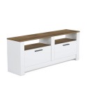 Klassiek wit en houten tv-meubel met 2 deuren  145x35x56 cm Grado Verkoop