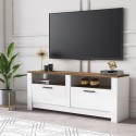 Klassiek wit en houten tv-meubel met 2 deuren  145x35x56 cm Grado Aanbieding