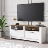 Klassiek wit en houten tv-meubel met 2 deuren  145x35x56 cm Grado Aanbieding