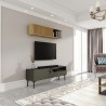 Zwart modern minimalistisch design TV-meubel met deur en lade 153x35x50 cm Leroy Catalogus