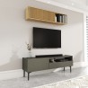 Zwart modern minimalistisch design TV-meubel met deur en lade 153x35x50 cm Leroy Kortingen