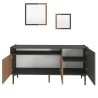 Modern dressoir 150 cm zwart met houten deuren en 2 spiegels Fleury Korting