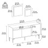 Modern dressoir 150 cm zwart met houten deuren en 2 spiegels Fleury Voorraad