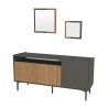 Modern dressoir 150 cm zwart met houten deuren en 2 spiegels Fleury Verkoop