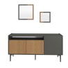 Modern dressoir 150 cm zwart met houten deuren en 2 spiegels Fleury Aanbod