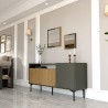 Modern dressoir 150 cm zwart met houten deuren en 2 spiegels Fleury Catalogus