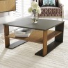 Lage zwarte en houten salontafel in modern vierkant design 75x75 cm Borvin Korting