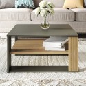 Lage zwarte en houten salontafel in modern vierkant design 75x75 cm Borvin Kortingen