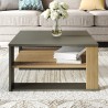 Lage zwarte en houten salontafel in modern vierkant design 75x75 cm Borvin Kortingen
