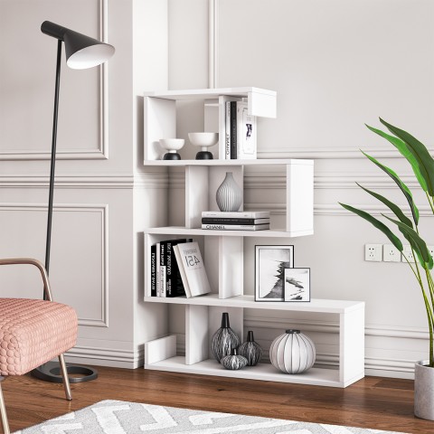 Glanzend witte moderne design wandboekenkast met 5 planken Longway Aanbieding