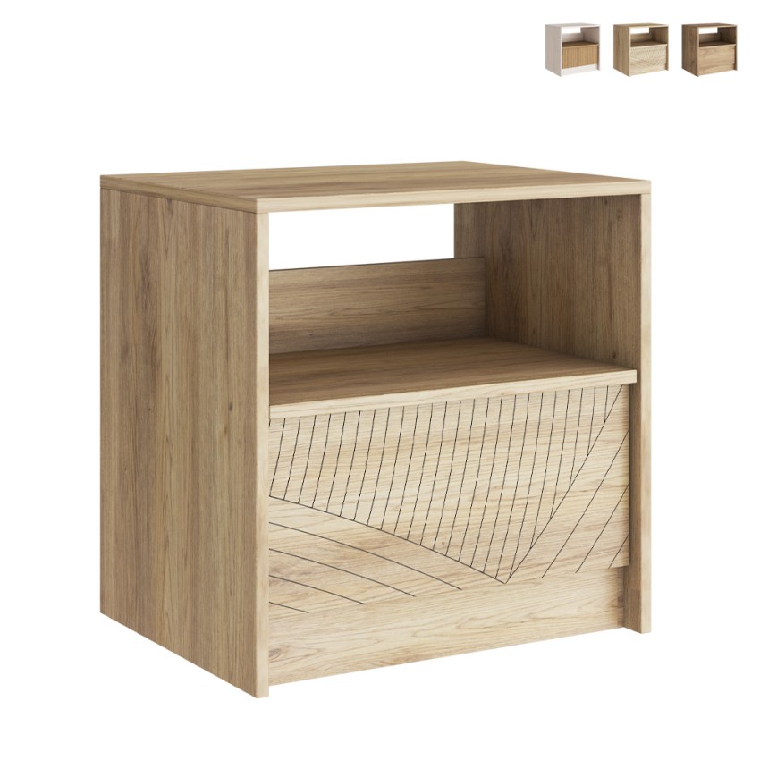 Modern nachtkastje van hout met uitschuifbare lade 62x23x63 cm Odi Verkoop Modern nachtkastje van hout met uitschuifbare lade 62x23x63 cm Odi Verkoop