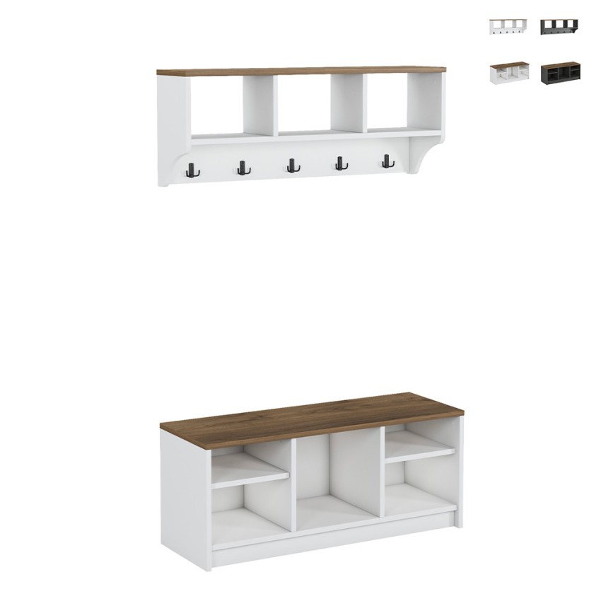 Set met schoenenrek en wandkapstok van hout Parson Aanbieding Set met schoenenrek en wandkapstok van hout Parson Aanbieding