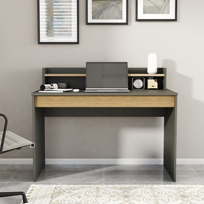 Modern design zwart en houten bureau 120 x 60 x 95 cm Heaton Aanbieding Modern design zwart en houten bureau 120 x 60 x 95 cm Heaton Aanbieding