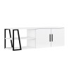 Modern glanzend wit TV-meubel 150 cm met 2 deuren en open vakken Hyeres Verkoop