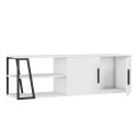Modern glanzend wit TV-meubel 150 cm met 2 deuren en open vakken Hyeres Korting